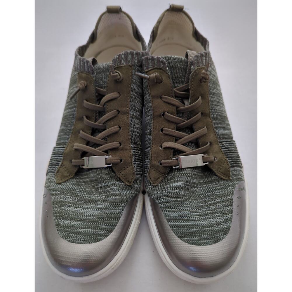 Ara Fusion High Soft Gray White Silver Slip On No Tie Sneakers Women's Size 6.5